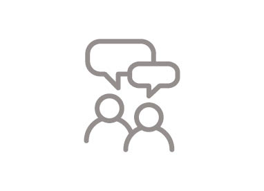 Individuelle Beratung: Icon mit zwei sprechenden Personen