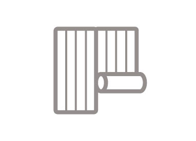 Graues Icon, welches Tapetenrollen an der Wand symbolisiert und auf Tapezierarbeiten als Service hinweist.