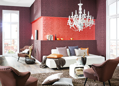 Mustertapeten mit Struktur im Wohnzimmer