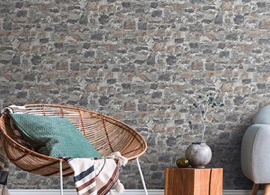 Tapeten-Stile und Trends: Raum mit Tapete im Ziegel-Design