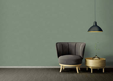 Olivgrüne Vliestapete im Japandi Style